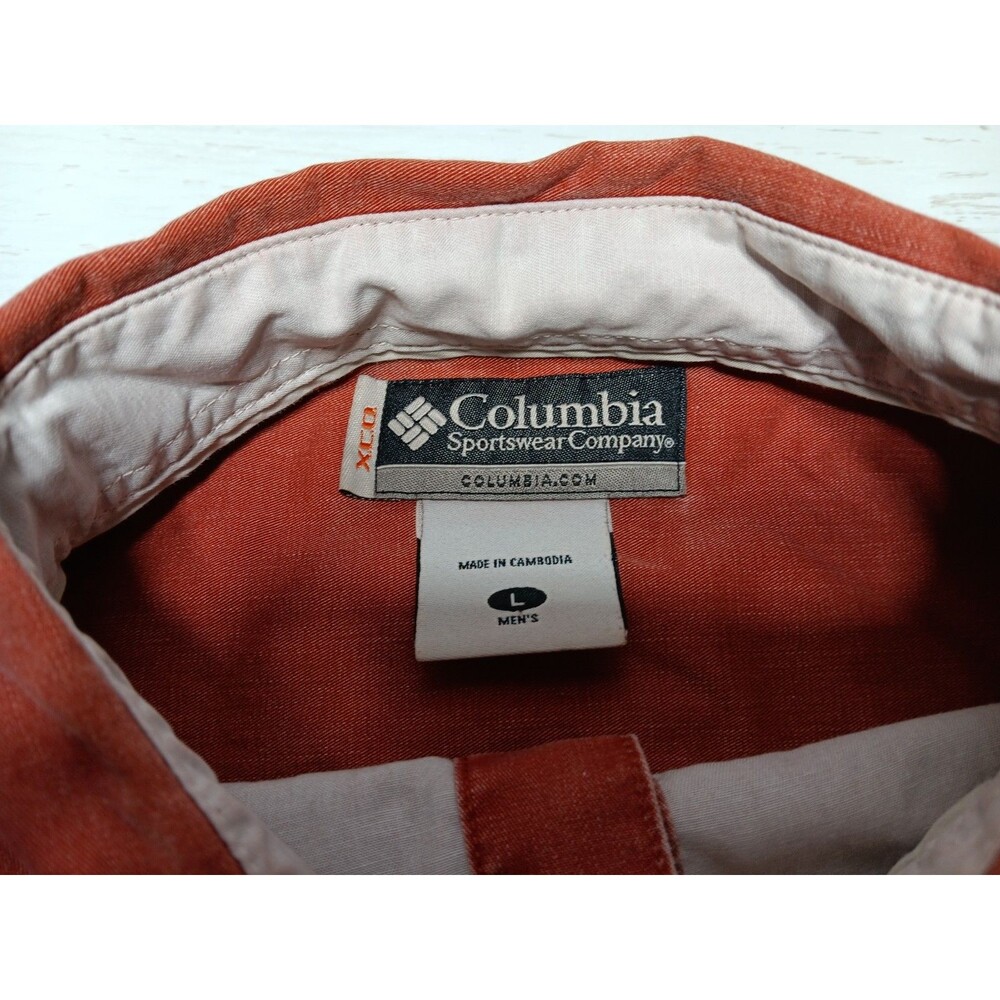 Columbia XCO short-sleeved cotton shirt mens size Large Burnt Orange Rust Color - Picture 11 of 16